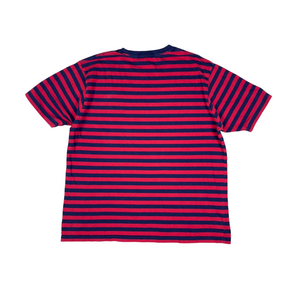 Y2K Polo Ralph Lauren Polo Shirt Mens Large Red Navy Striped Pony Logo Te - Picture 2 of 6